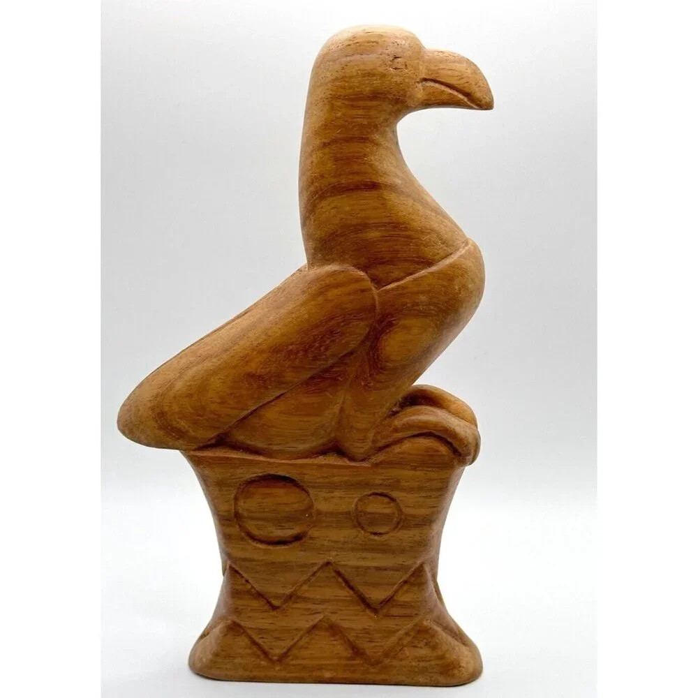 Hand Carved Wooden Bird‎ Eagle Statue Figure 8.25”